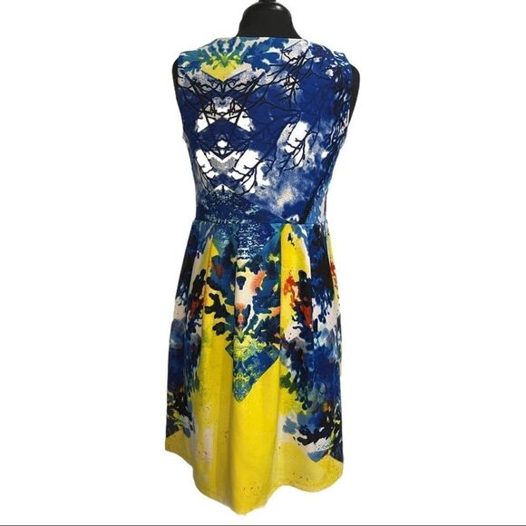 Cynthia Rowley Abstract Watercolor Fit And Flare Dress Sz 8 - Picture 8 of 12